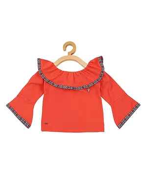 Actuel Full Sleeves Lace Detailed Top - Orange
