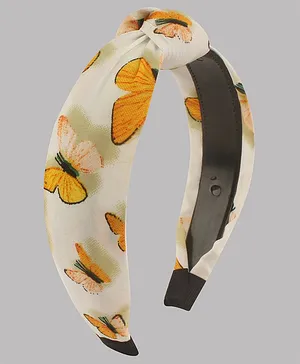 Daizy Butterfly Print Hair Band - Yellow