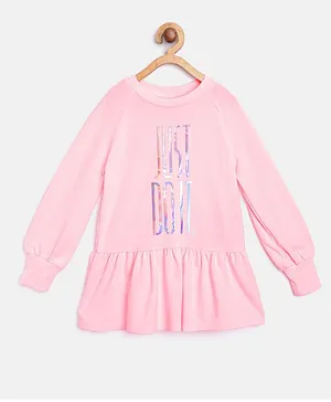 Nike Full Sleeves Brand Logo Print Dress With Bloomer - Pink
