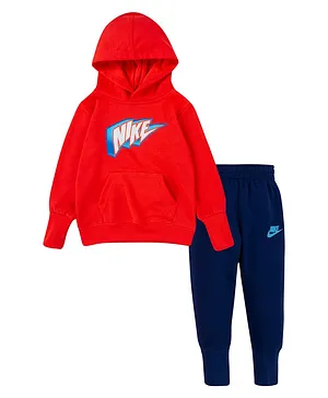 Nike Full Sleeves Futura Bolt Hoodie With Joggers - Red & Blue