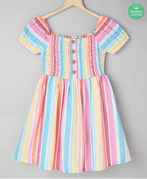 Sweetlime by A.S Short Sleeves Striped Dress - Multi Color