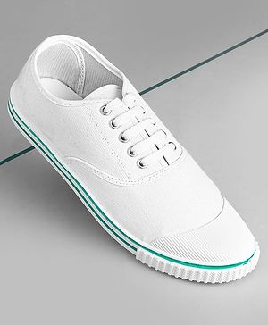 Pine Kids Solid Lace Up School Shoes - White