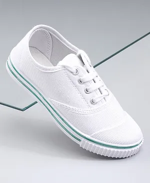 Pine Kids Solid Lace Up School Shoes - White