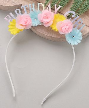 Pine Kids Hair Band Birthday Girl & Flower Applique - Multicolor