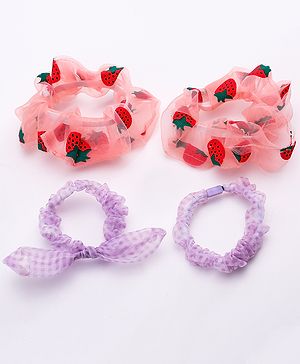 Babyhug Rubber Bands & Scrunchies Sets Pack Of 4 - Peach Purple