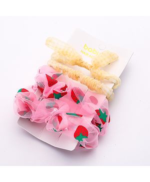 Babyhug Rubber Bands & Scrunchies Sets Pack Of 4 - Pink Yellow