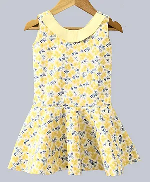 Kadam Baby Sleeveless Floral Print Dress - Yellow