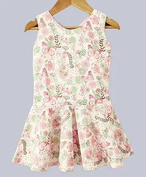 Kadam Baby Sleeveless Butterfly & Floral Print Dress - Pink