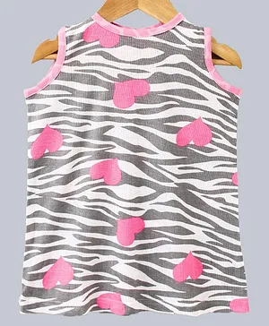 Kadam Baby Sleeveless Hearts Print Dress - Grey & Pink