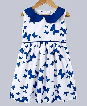 Kadam Baby Sleeveless Butterfly Print Dress - Blue