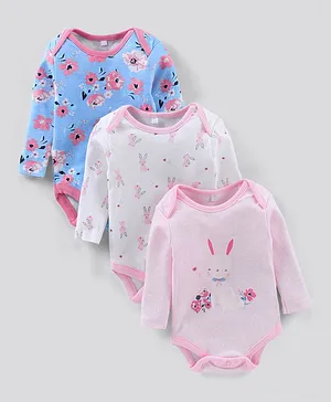 Lily and Jack Full Sleeves Onesies Pack of 3 - Pink White Blue