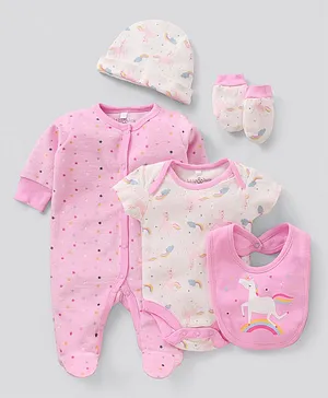 Lily and Jack Full Sleeves Nightwear Set Unicorn Print - PinkLily and Jack Full Sleeves Nightwear Set Unicorn Print - Pink White