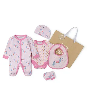 Lily and Jack Nightwear Set with Cap Bibs & Mittens - Pink
