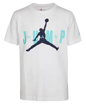 Jordan Half Sleeves Jumpman Jersey Logo Print Tee - White