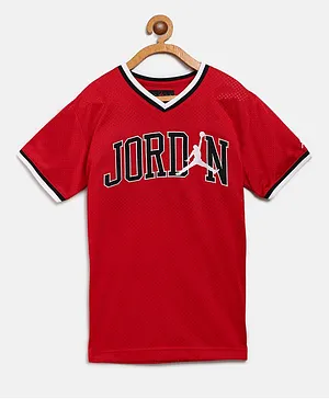 Jordan 23 Mesh Jersey Logo Half Sleeves Tee - Red