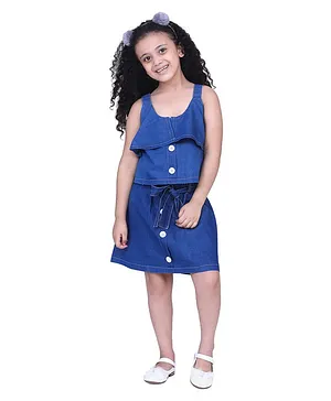 Adiva Sleeveless Solid Dress - Blue