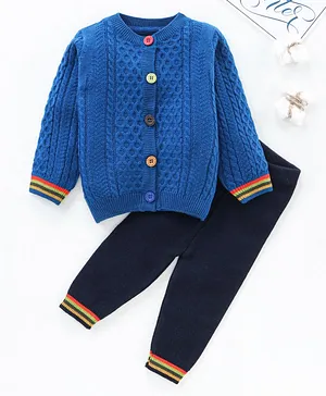 Yellow Apple Full Sleeves Winter Wear Suit Solid Color - Blue