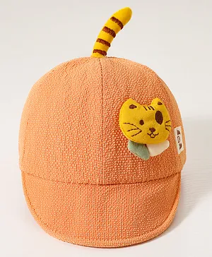 Babyhug Baseball Cap With Kitty Patch - Peach