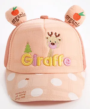 Babyhug Giraffe Embroidered Baseball Cap - Peach