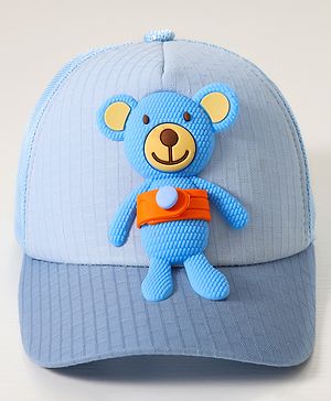 Babyhug Baseball Cap With Bear Applique - Blue