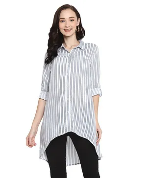 Momsoon Three Fourth Sleeves Striped Maternity Top - White