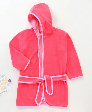 OHMS Full Sleeves Hooded Bathrobe - Pink
