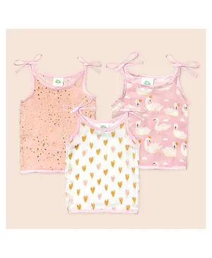 Fancy Fluff Heart Of Gold Bamboo Muslin Sleeveless Jhablas Pack of 3 - Pink
