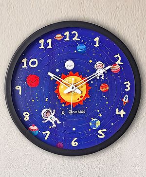 Pine Kids Solar Wall Clock - Blue & Black