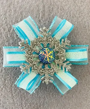 Kalacaree Snowflakes Bow Single Piece Aligator Clip - Blue