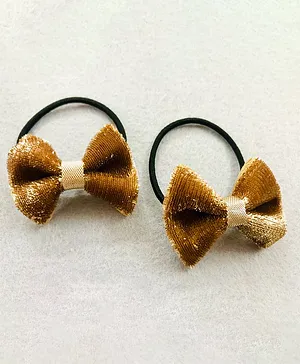 Kalacaree Christmas Bow Detailed Set Of 2 Rubber Bands - Golden