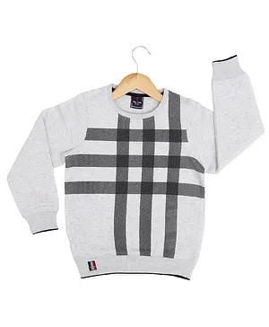 Hop n Jump Full Sleeves Stripe Detailed Sweatshirt - Grey