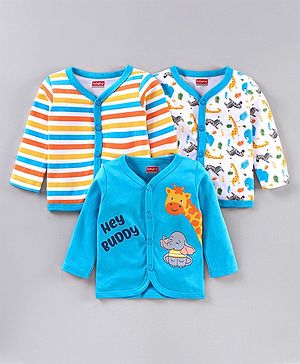Babyhug Full Sleeves Vests Animal Print Pack of 3 - Multicolor