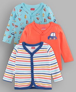 Babyhug Full Sleeves Vests Pack of 3 - Blue Peach White