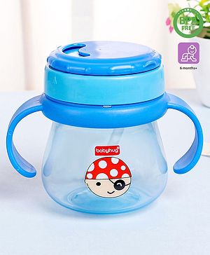 Babyhug Swipey Straw Sipper With Handle Pirate Print  Blue - 250 ml