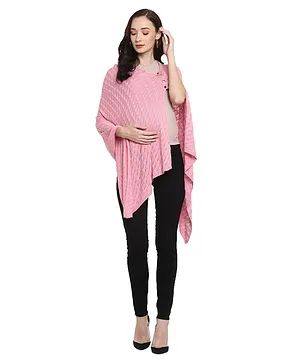 Momsoon Full Sleeves Poncho Style Maternity Top - Pink