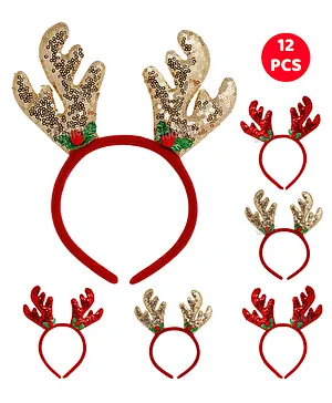 Fiddlerz Christmas  Headband Antlers Ear Hair Hoop For Kids Red - Pack of 12