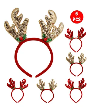 Fiddlerz Christmas  Headband Antlers Ear Hair Hoop For Kids Red - Pack of 6