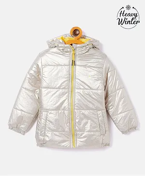OKANE Full Sleeves Padded Solid Jacket - Golden