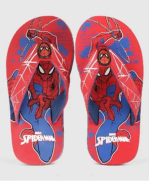 Kidsville Spiderman Print Flip Flops - Red