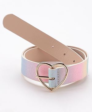 Pine Kids Belt With Heart Shaped Buckle Closure Free Size - Multicolor