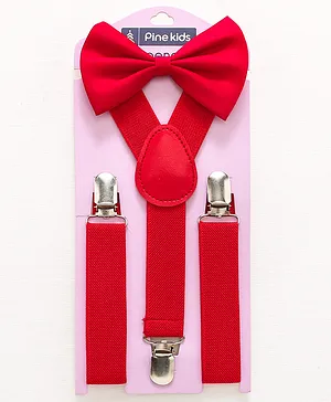 Pine Kids Bow and Suspender Set - Red