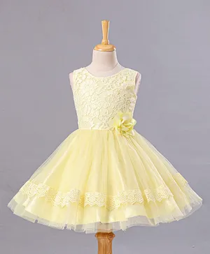 Enfance Sleeveless Lacey Flared Dress - Yellow