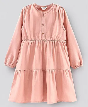 Primo Gino Full Sleeves Frock Solid Color - Pink