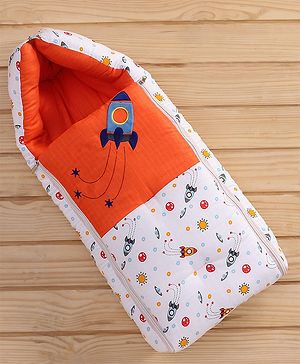 Babyhug Premium Muslin Sleeping Bag Rocket Print - Multicolor