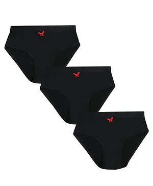 Tiny Bugs Solid Pack Of 3 Panties - Black