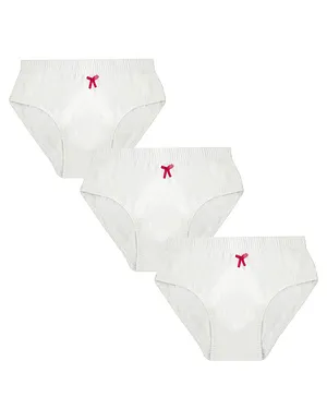 Tiny Bugs Solid Pack Of 3 Panties - White