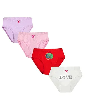 Tiny Bugs Love Print Assorted Pack Of 4 Panties - Multi Color