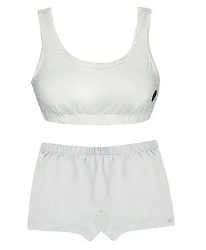 Tiny Bugs Solid Bra With Shorts - White