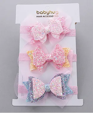 Babyhug Bow Applique Free Size Headband Set of 3 - Multicolour