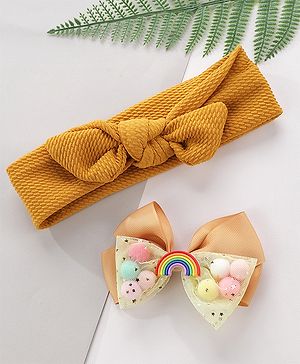 Pine Kids Headbands With Hair Clip - Yellow